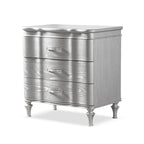 Black/Silver Glam 3-Drawer Nightstand - Solid Wood