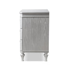 Black/Silver Glam 3-Drawer Nightstand - Solid Wood