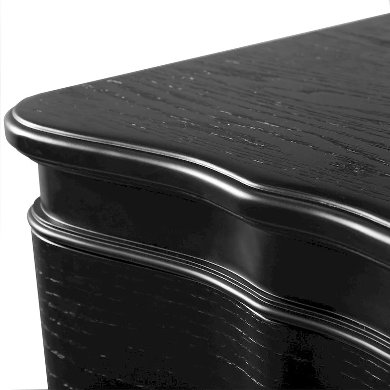 Black/Silver Glam 3-Drawer Nightstand - Solid Wood