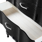 Black/Silver Glam 3-Drawer Nightstand - Solid Wood