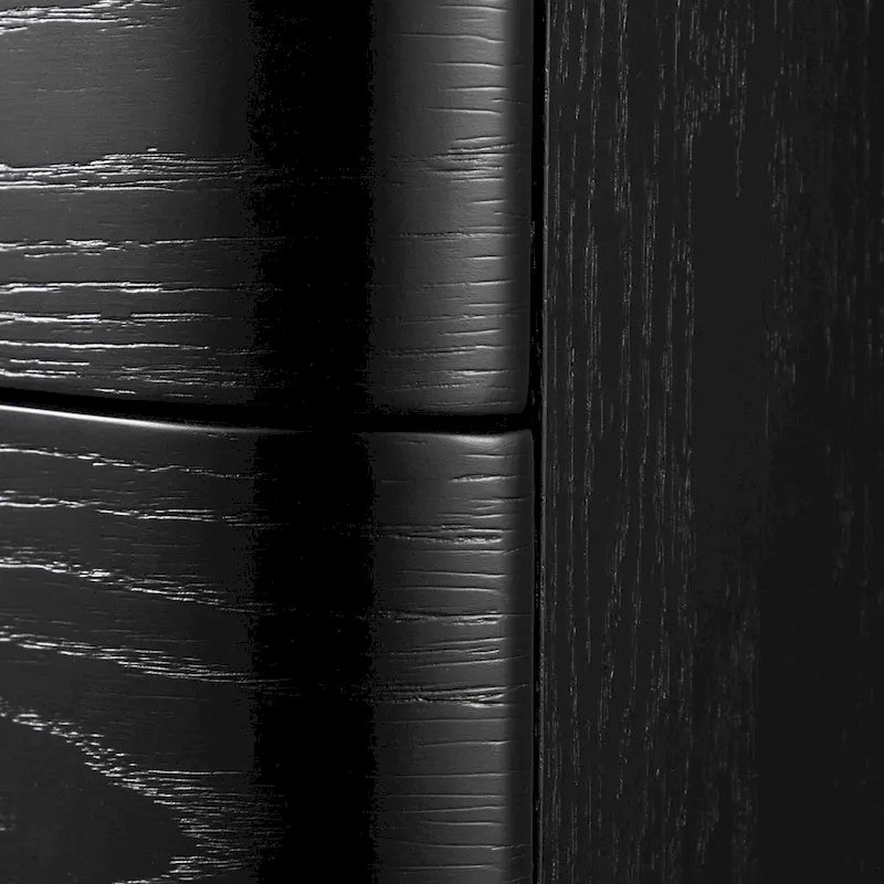 Black/Silver Glam 3-Drawer Nightstand - Solid Wood