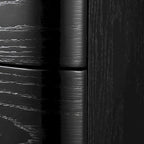 Black/Silver Glam 3-Drawer Nightstand - Solid Wood